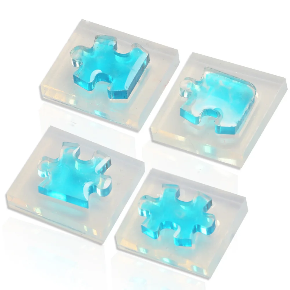 

4pcs/set puzzle piece Gemstone Crystal Epoxy resin Mold DIY Jewelry Pendant Making Tools Epoxy clear Silicone Mould E0003PT