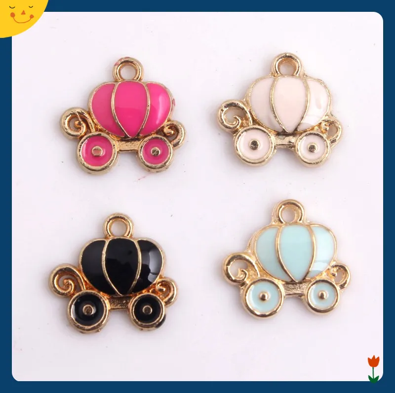 

OYKZA Mix Colorful Alloy Enamel Pumpkin Carriage Charms Pendants for Bracelet Keychain Necklace DIY Jewelry 12x13mm 30pcs a lot
