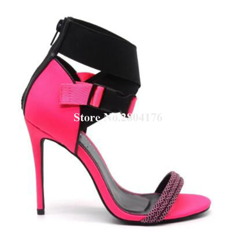 

Women Fashion Style Open Toe Patchwork Stiletto Heel Gladiator Sandals Ankle Banded Straps High Heel Sandals Dress Heels