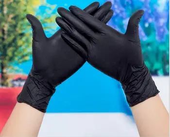 

100pcs/box Black Nitrile working Gloves Disposable Nitrile oil and acid vinyl gloves wholesale industrialization free shipping