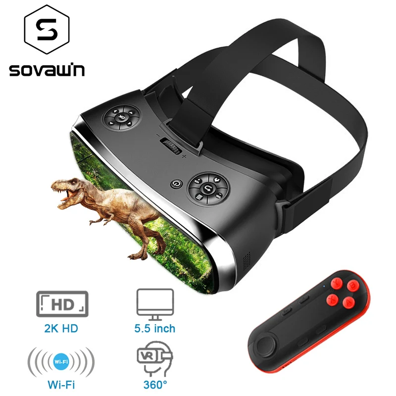 Sovawin все в одном VR Hdmi гарнитура 2K HD Wifi 3D умные очки виртуальной реальности захватывающие очки картон VR шлем 5,5 'дисплей