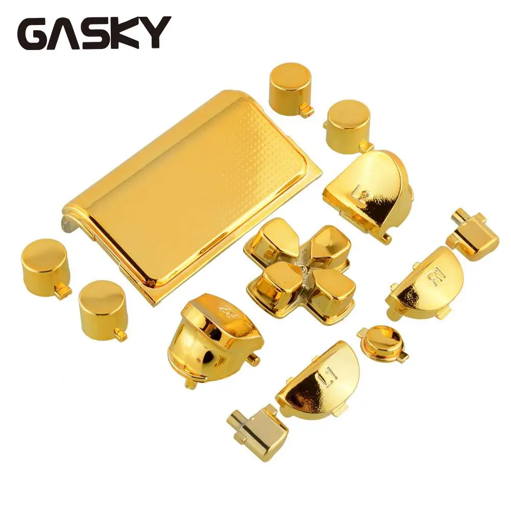 

Gasky Fashion Full Buttons Mod Kits Set Chrome Gold For Playstation 4 PS4 Controller Joystick Video Playstation