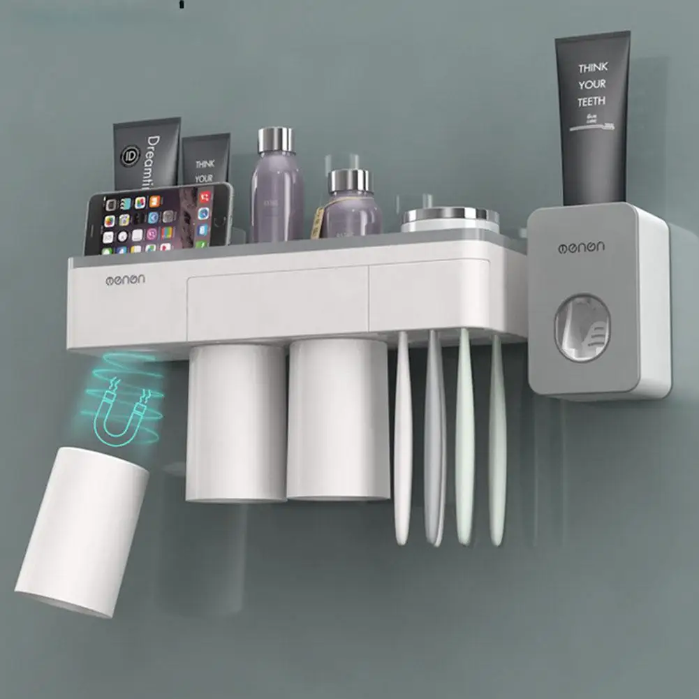 Пластиковый держатель для зубной пасты и для зубной щетки стеллаж для хранения бритва зубная щетка диспенсер органайзер для ванной комнаты настенный всасывающий набор для ванной комнаты