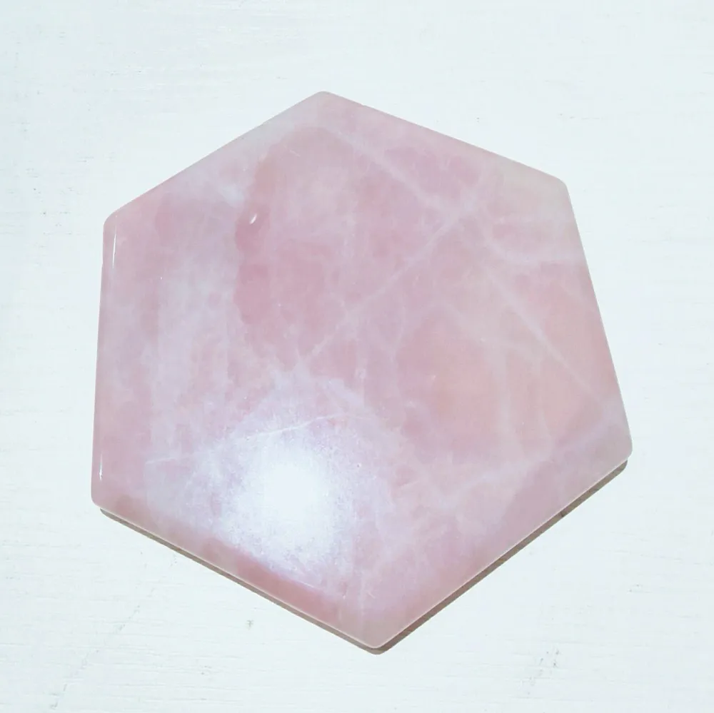 Хрустальный коврик для чашки натуральный шестигранный агат ломтики Подставки Розовый кварц драгоценный камень ломтик Исцеление домашний декор - Цвет: rose crystal