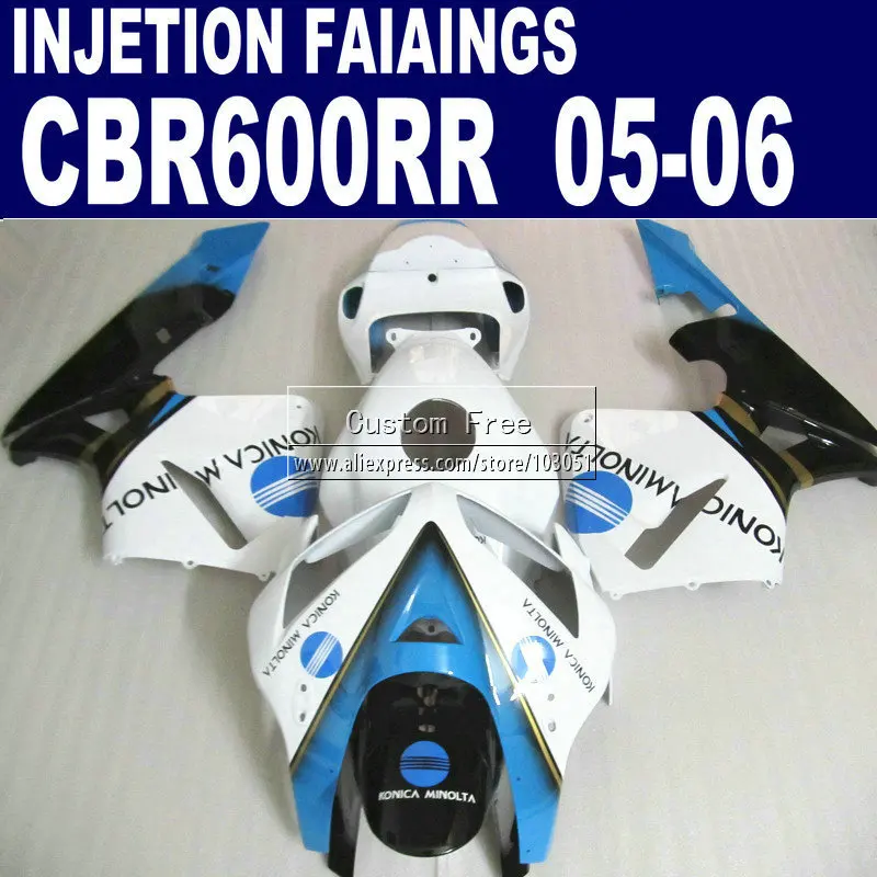 

ABS plastic Injection road kit for Honda White blue CBR 600RR fairing CBR600RR 2005 2006 CBR 600 RR 05 06 fairings body parts