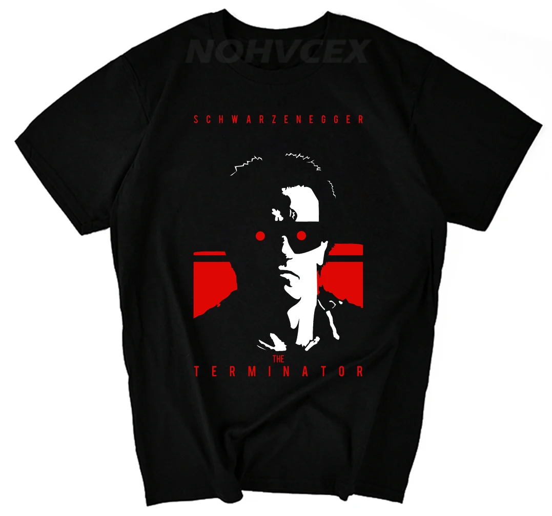 Male Terminator T Shirt Men Arnold Schwarzenegger Robot T-shirt 1980'S Fashion Tees