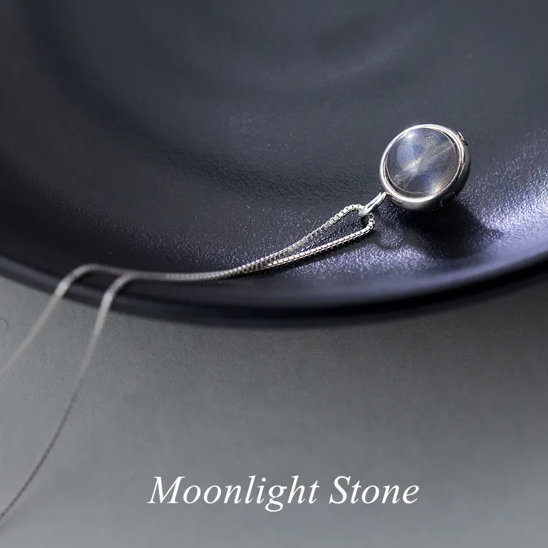 Женское колье из серебра 925 пробы с лунным камнем|necklace|sterling-silver-jewelry |