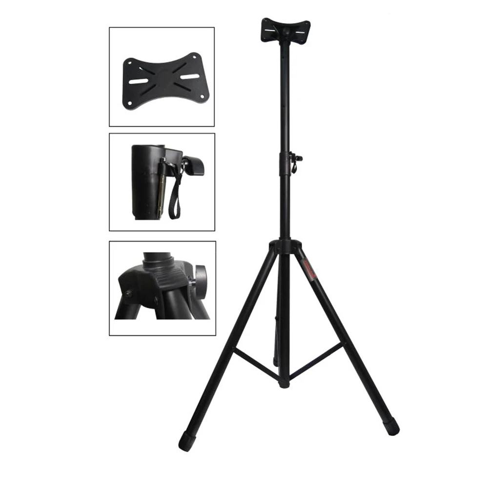 black universal speaker stand mount holder - heavy duty tripod wadjustable for audio pa dj powered speakers