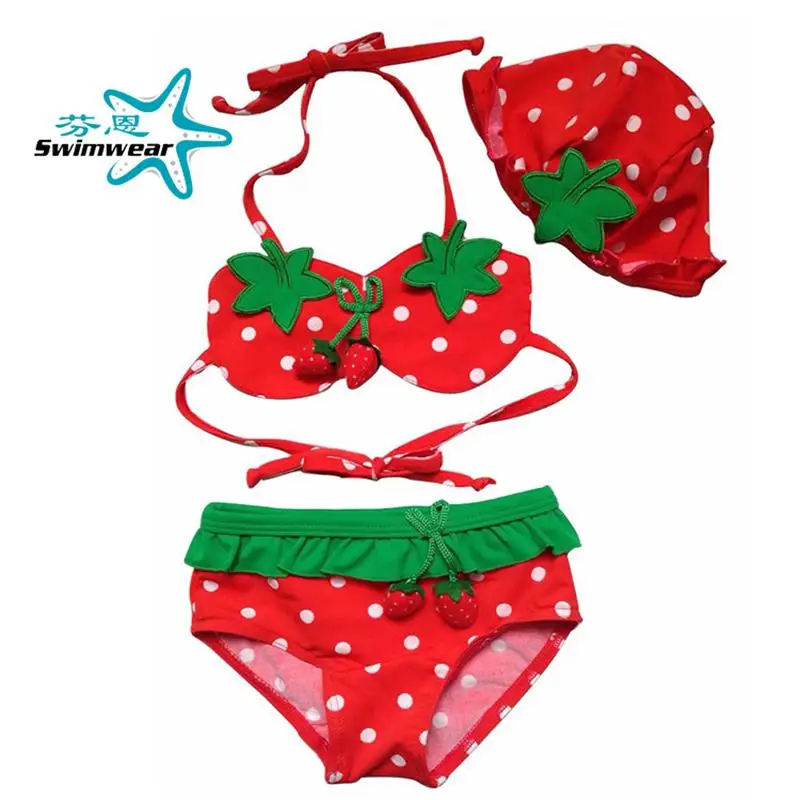 

Black Friday Deals 3PCS Baby Girl Kids Hat+Bra+Shorts Lovely Strawberry Bikini Set Swimsuit Swimwear Bathing Suit Clothes