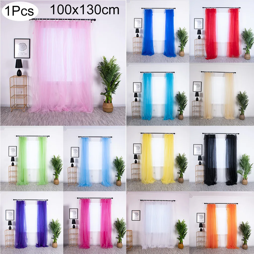 

Gacsidy Store 1Pcs100x130 Curtain Tulle Door Window Curtain Drape Panel Sheer Scarf Valances Modern bedroom Living Room Curtains