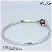 Кольцо любви Серебряный браслет стерлингового серебра 925 пробы застежка Розовый CZ браслет с шармом для женщин DIY Ювелирные изделия pulseras mujer