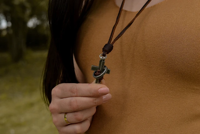 Wooden Cross Necklace On Leather Cord For Men Pendant In Black Brown Tone  Jesus Christ Lord