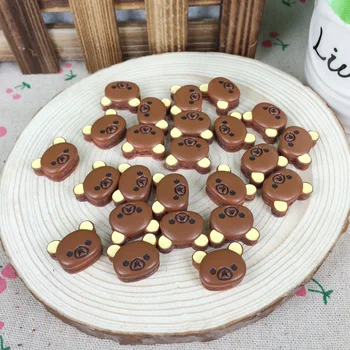 

Kawaii Flatback DIY Resin Chocolate Bear Biscuit Cookies Cabochons Flat Back Scrapbooking Embellishment Decoration Craft:15*19mm