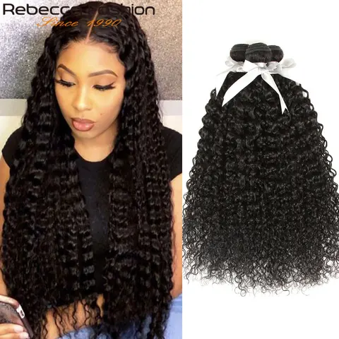 Extensão de Cabelo Encaracolado com 3 Encaracolado Rebecca Cabelo Humano Pacotes Não Remy 10- 26 Polegada Frete Grátis