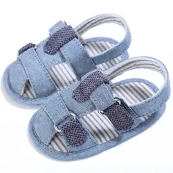 Летняя дышащая джинсовая обувь для маленьких мальчиков и девочек; обувь с мягкой подошвой; обувь для малышей