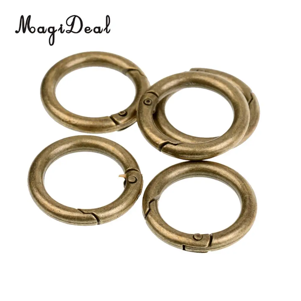 MagiDeal Light Weight 5 Pieces 28mm Alloy Round Carabiners Camping Spring Clip Keychain Circle Carabiner for Camping Hiking