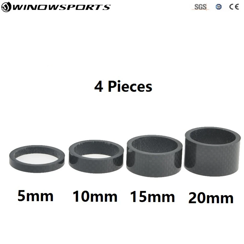 4 pcs Bike Bicycle Handle Bar Stem RED Carbon Spacers 28.6mm 20 15 10 5 NEW