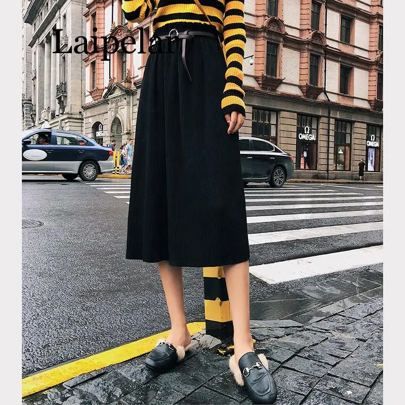 

Laipelar Skirt for Women High Waist Ladies Skirts with Sashes One Size Black Brown 2019 Spring New