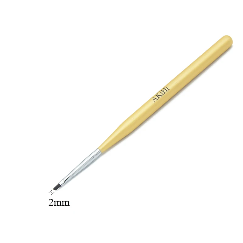 Akihi 2 шт./компл. золотая ручка угловой плоские Кисти нейл-арта 3D Дизайн Рисование Живопись Pen Лак для маникюра(гель-маникюр