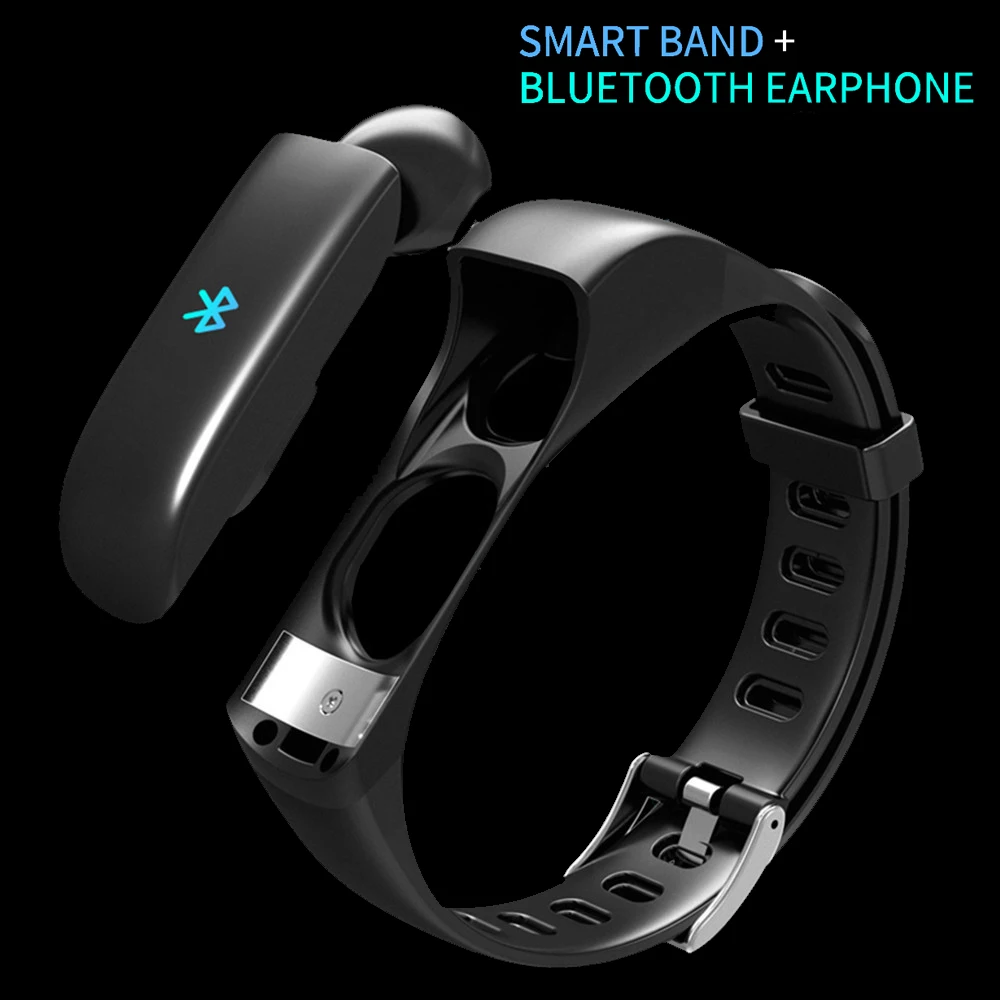 

JingTider TB01 Smart Bracelet Bluetooth Earphone Headset 2 in 1 with Mic Call function Noise Reduction Headphone 0.96" Wristband