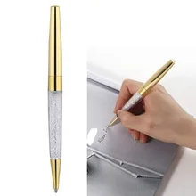 12 шт. Золотая Роскошная блестящая Хрустальная шариковая ручка набор офисных школьных бизнес студенческих принадлежностей Подарочный металлический ручка с черными чернилами