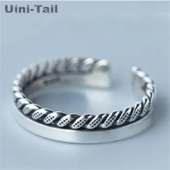 

Uini-Tail hot new 925 sterling silver Korean creative twist ring ladies retro personality opening silver jewelry factory direct