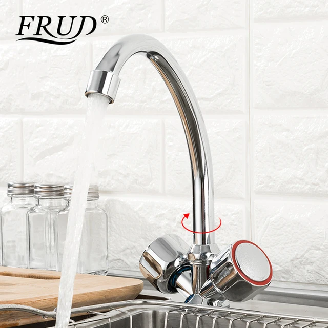 Special Price FRUD Kitchen Faucet Sink Faucet Dual Holder Mixer Faucet 360 Degree Rotating Deck Mounted Cold and Hot Kitchen Mixer Taps R40109