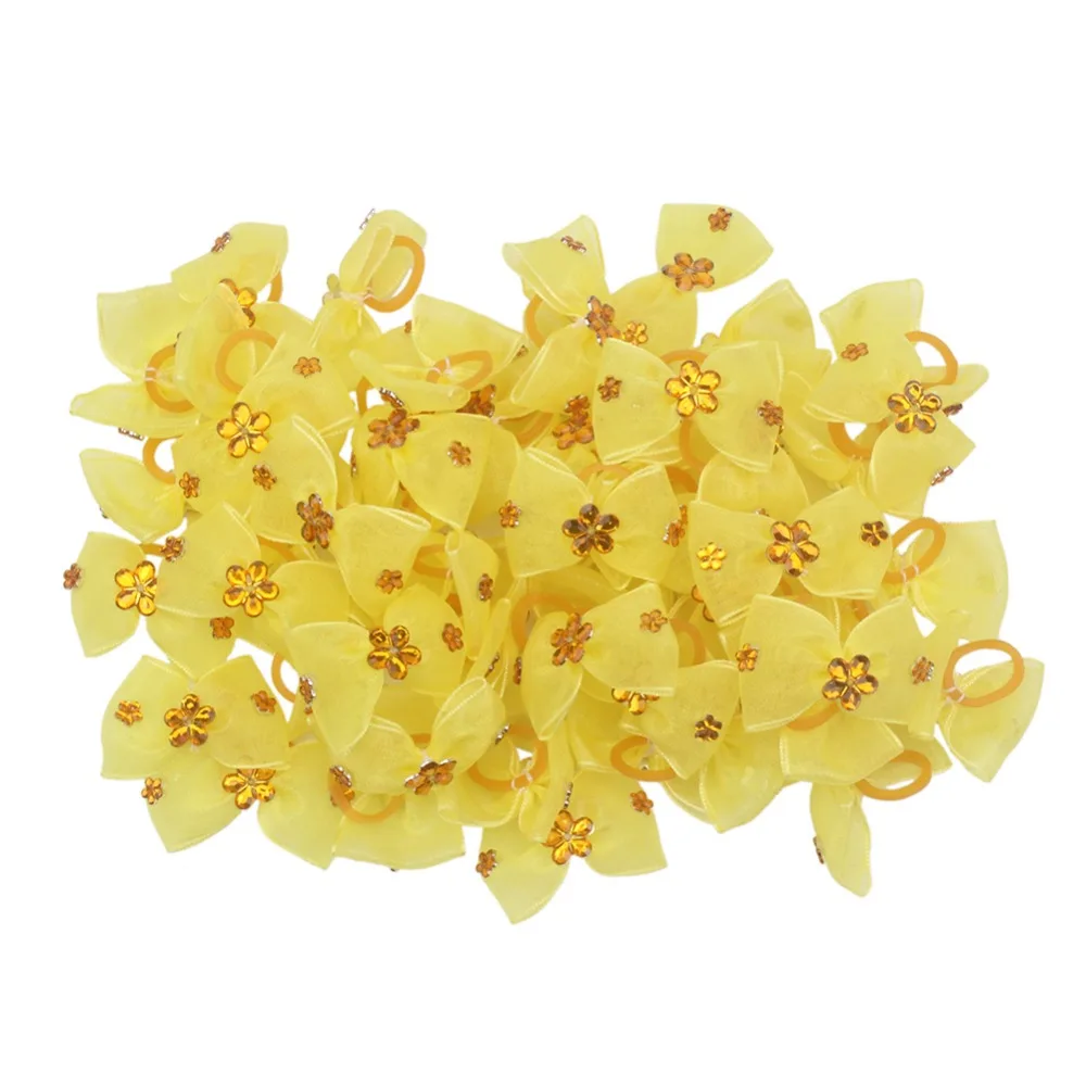 

20/50pcs Bowknots Dog Hair Accessories Translucent Tulle Bows with Rubber Bands Pet Small Dogs Puppies Hair Bow noeud pour chien