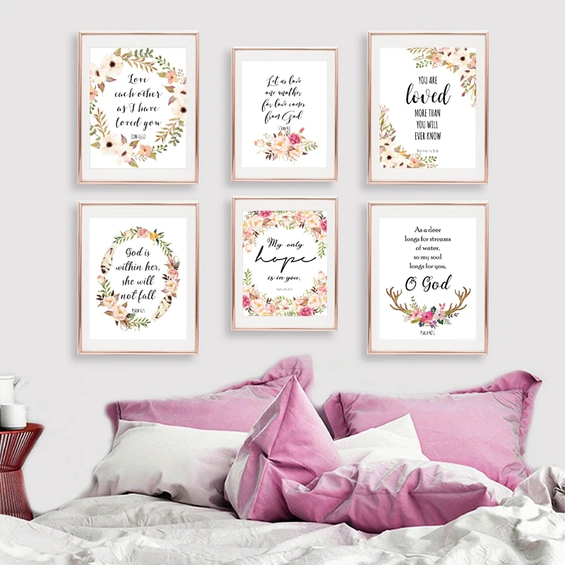 

Bible Verse Inspirational Quotes Posters And Prints Watercolor Flowers Scripture Christian Wall Art Canvas Painting Home Decor