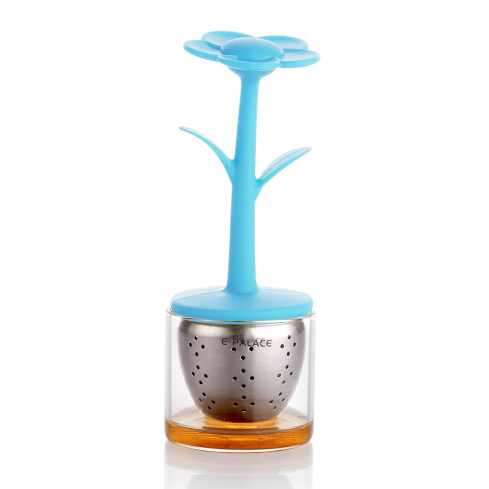 Blue Purple Heat resistance Silicone Flower Pot Tea Leaf Strainer