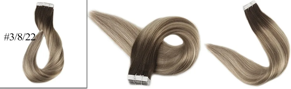 Полный блеск Омбре цвет 2,5 г за штуку 40 штук 100% настоящие Remy человеческие волосы балаяж лента для наращивания волос коричневый блонд