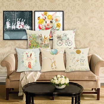 

Fashion Cartoon Pillow Case Sofa Cushion Soft Pillow Cover Creative Animal Cushion Cover Bedding Pillows Cotton Linen Square