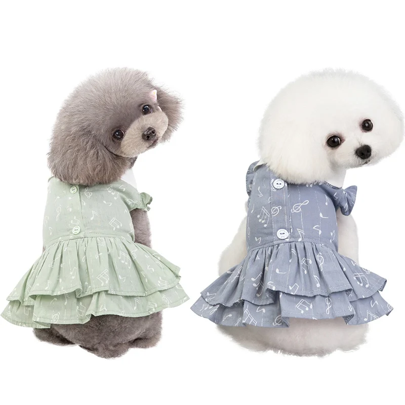 Собака платья для девочек практические Примечание Шаблоны собак Pet юбка с кошкой одежда с милым щенком платье принцессы с кукольным воротником Одежда для собак