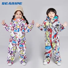 SEARIPE/детский лыжный костюм; детский брендовый водонепроницаемый Зимний комплект для девочек и мальчиков; штаны; зимняя куртка для катания на лыжах и сноуборде