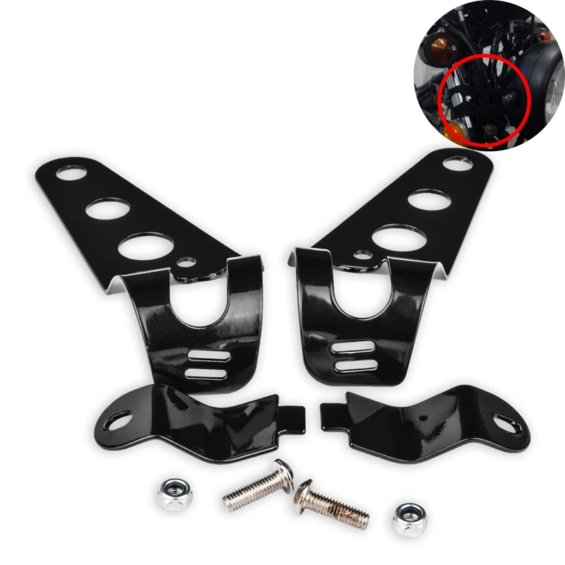 Baratos 1 par de faros delanteros de motocicleta soporte de horquilla Universal para Harley Davidson Chopper Bobber Street Bike Cafe Racer