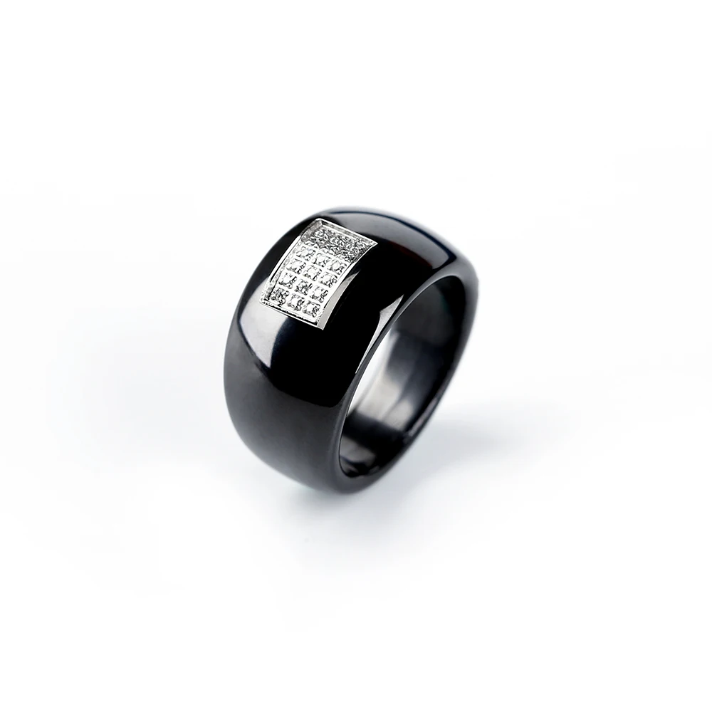 Модные мужские керамические кольца черный маленький большой инопланетянин гладкое керамическое обручальное кольцо Bling кубический цирконий ювелирные изделия кольца подарок