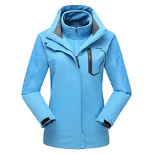Ladies Hooded Windbreaker Waterproof Outdoor Winter Jacket Women 3in1 Fleece Lining Coat Hiking Camping Jaqueta Feminina