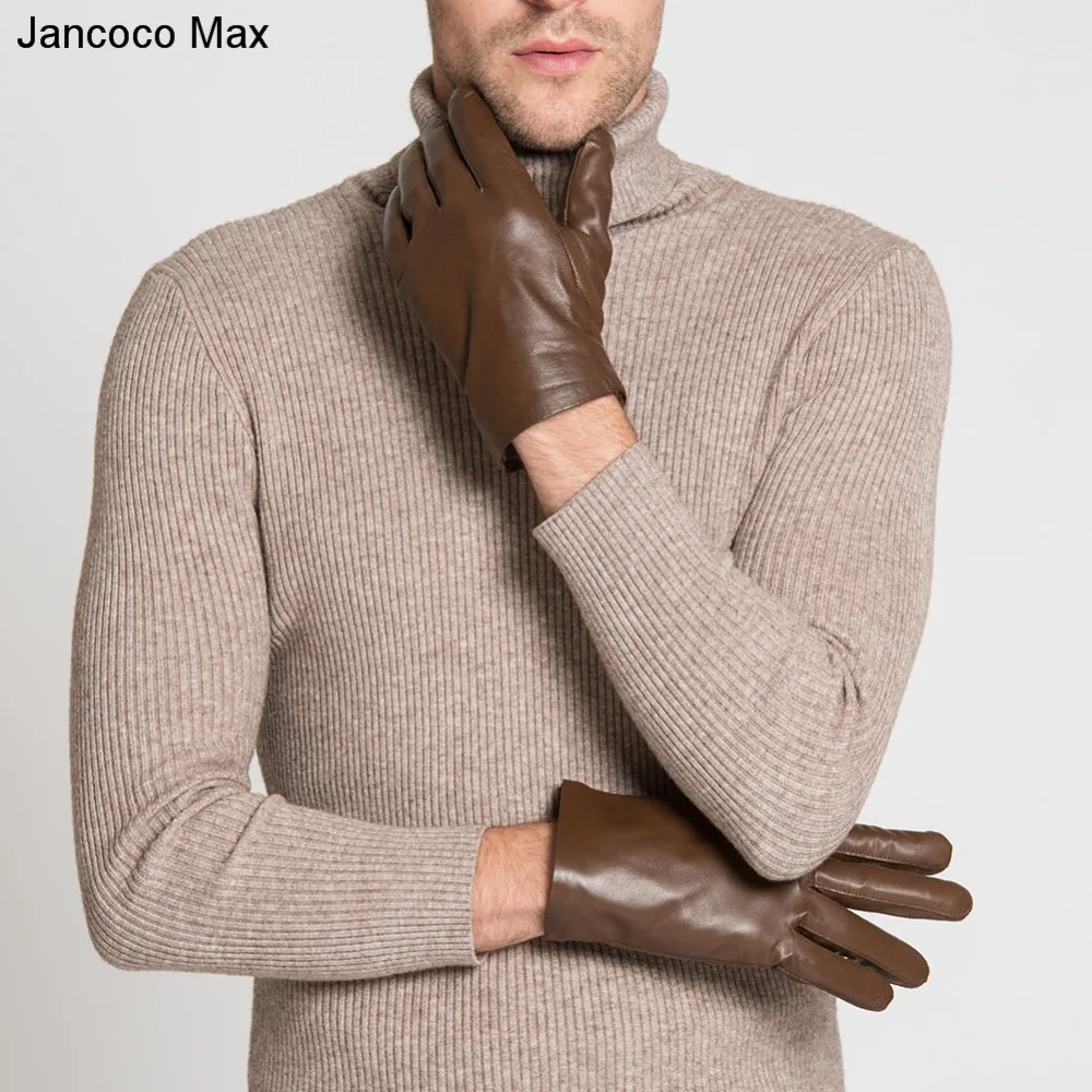 Jancoco Max, черные и коричневые, новинка, натуральная овчина, кожаные перчатки, зимние, теплые, бренд, для вождения, варежки для мужчин, S2058