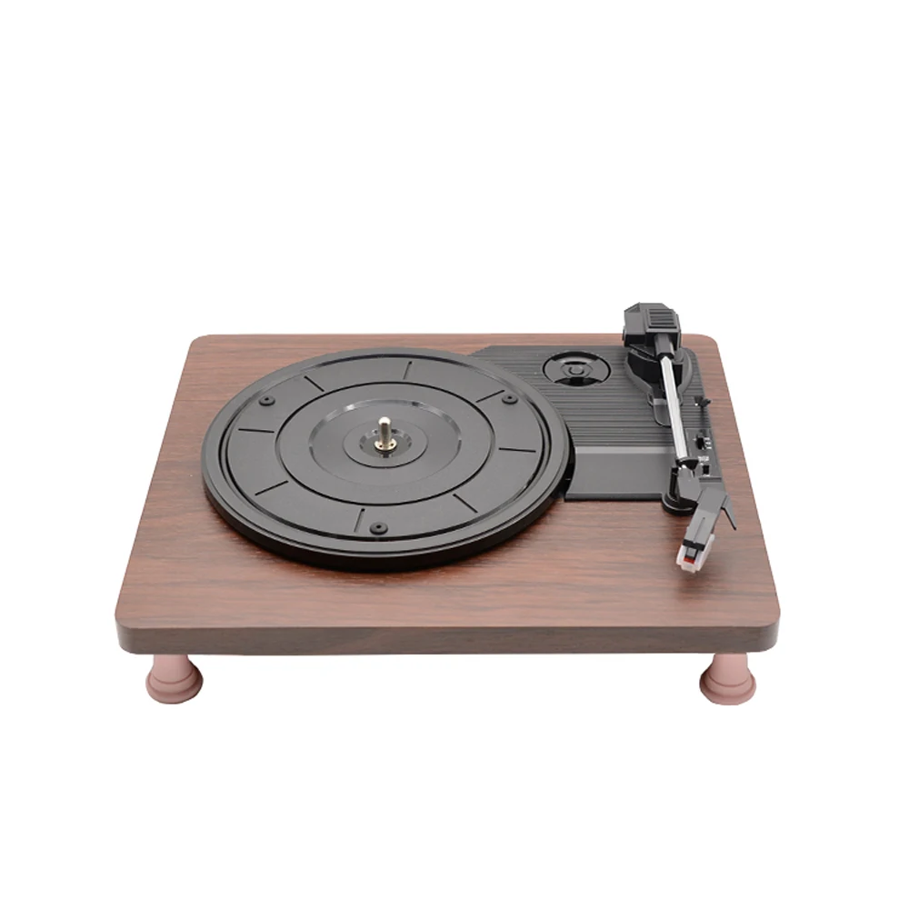 33, 45, 78 RPM Record Player Antique Gramophone Turntable Disc Vinyl Audio RCA R/L 3.5mm Output Out USB DC 5V Wood Color