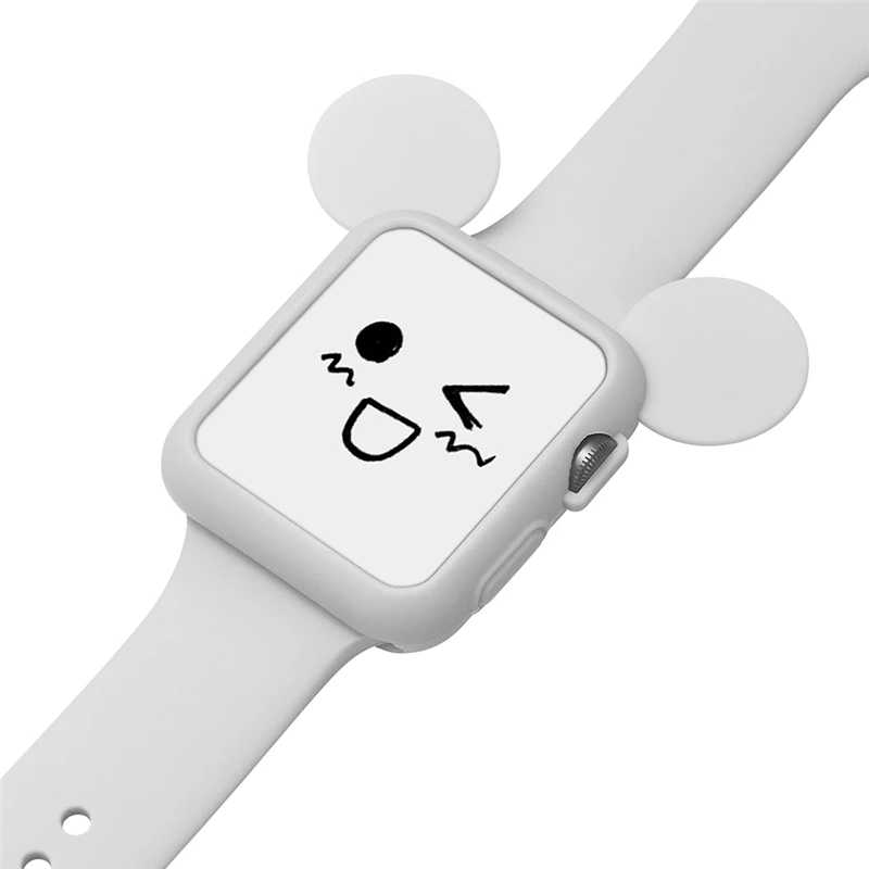 Для Apple Watch Series 1 2 3 Бампер Мягкий силиконовый защитный чехол милый мультфильм мышь уши красочный чехол 42 мм 38 мм 38 42 мм