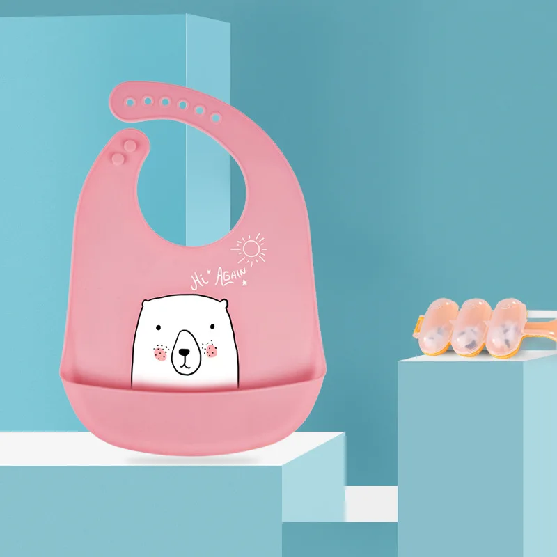Kids Silicone BibCartoon Prints Baby Bibs Children Adjustable Waterproof Bib Baby Boy Girl Feeding Tools Baby Stuff for Newborn