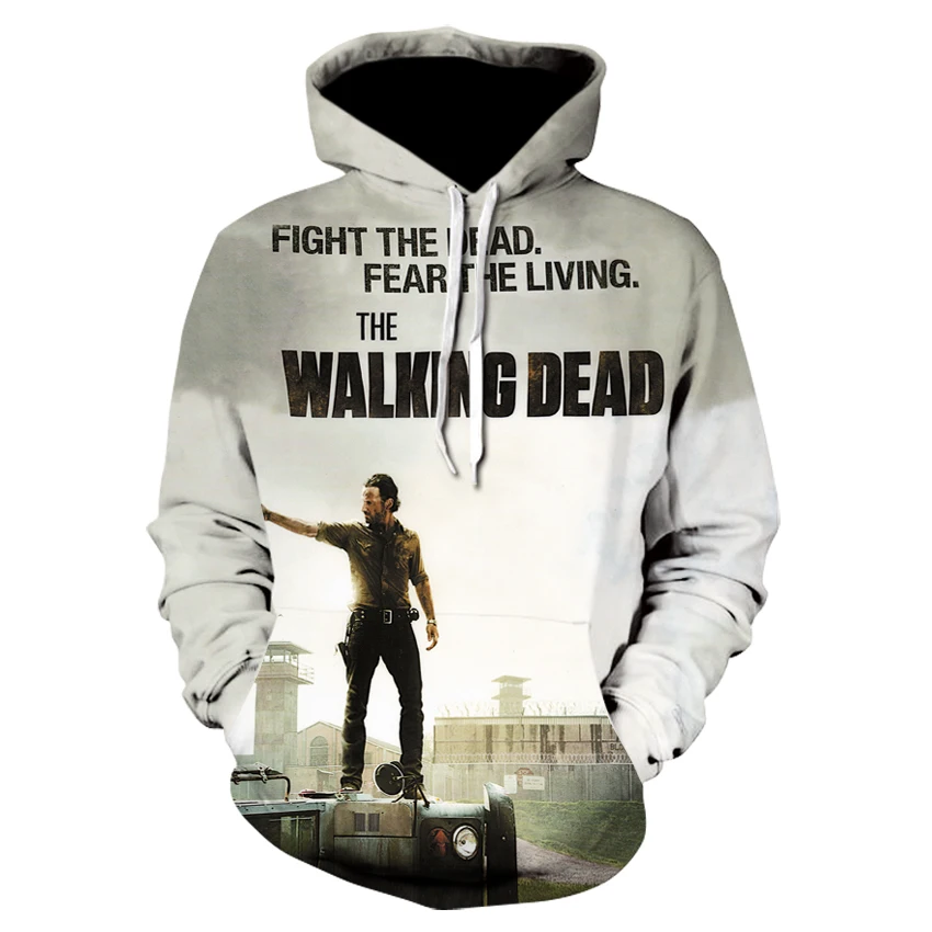 

Walking Dead Sweatshirts Men Hoodies Pocket Hooded Pullover Autumn Winter 3D Printed Jacket Male Casual Harajuku Outwear Coats