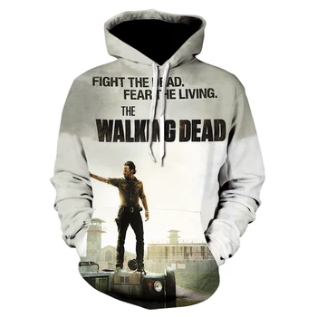 

Walking Dead Sweatshirts Men Hoodies Pocket Hooded Pullover Autumn Winter 3D Printed Jacket Male Casual Harajuku Outwear Coats