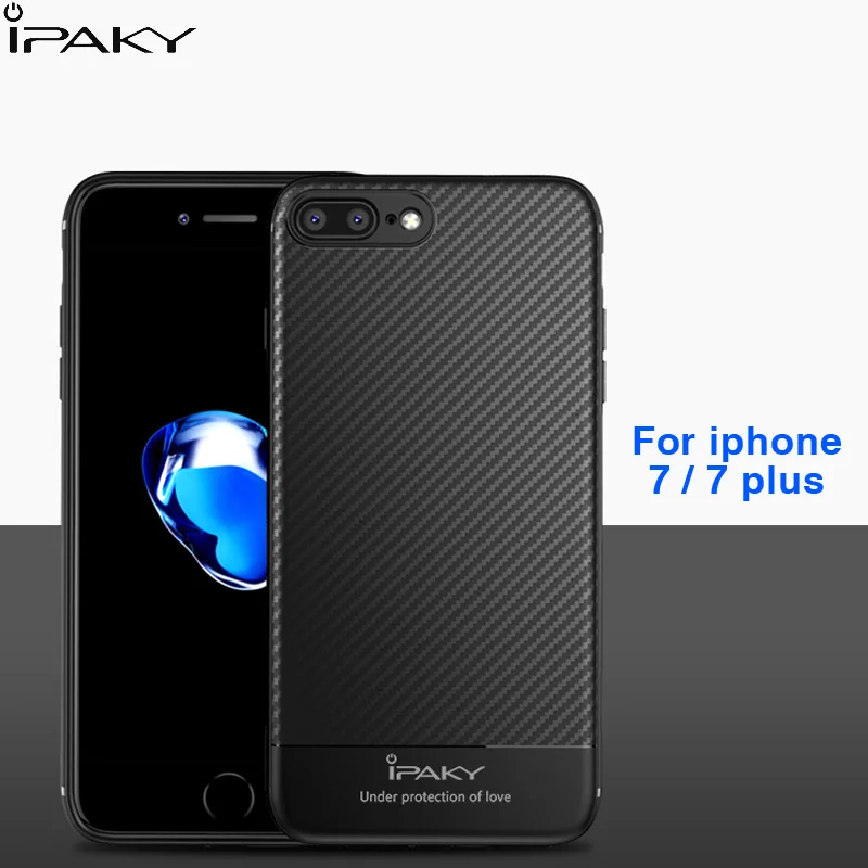 

For iphone 7 case original ipaky Carbon Fibre Fitted Case for iphone 7 plus Fashion silicone soft back cover for iphone 7 cases