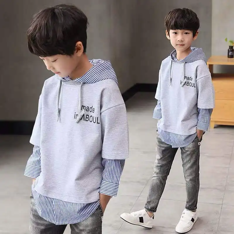 

2020 Spring Autumn Boys Hooded Shirt Long-sleeved Hoodies Kid Top