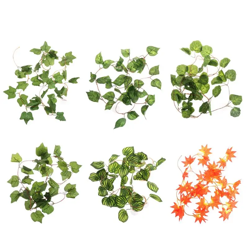 

Artificial Plants for Reptile Case Simulation Lifelike Plant Vine Leaf Leaves Decoration Ornaments Habitat Supplies with Suction