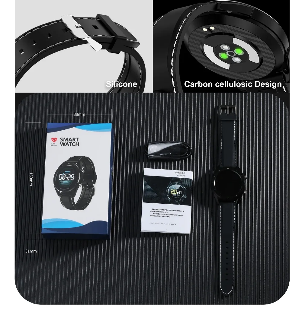 ECG Heart Rate Monitor de Fitness Rastreador relógio Bluetooth PK P68