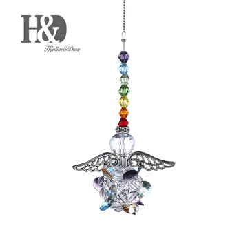 

H&D Chakra Crystal Suncatcher Guardian Angel Hanging For Window Pendant Fengshui Rainbow Maker Sun Catcher for Home Garden Decor