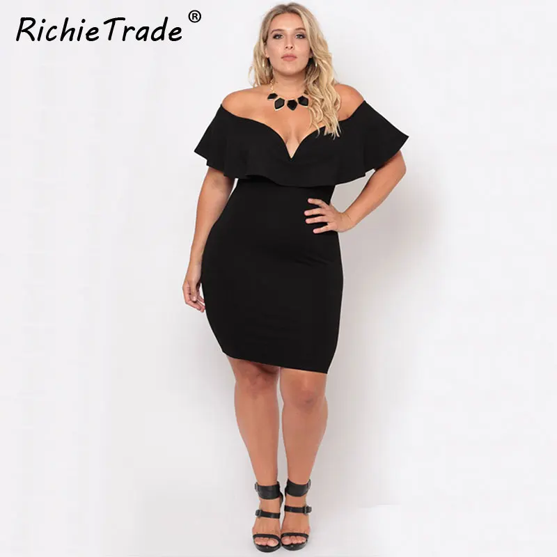 Сексуальное мини платье RICHIETRADE облегающее большого размера с вырезом лодочкой и