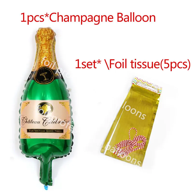 1 Набор, большой размер, бутылка для шампанского, вина, фольга, шар, Золотая фольга, кисточка, для свадьбы, дня рождения, вечеринки, украшения, принадлежности, подарки - Цвет: Champagne  tassel